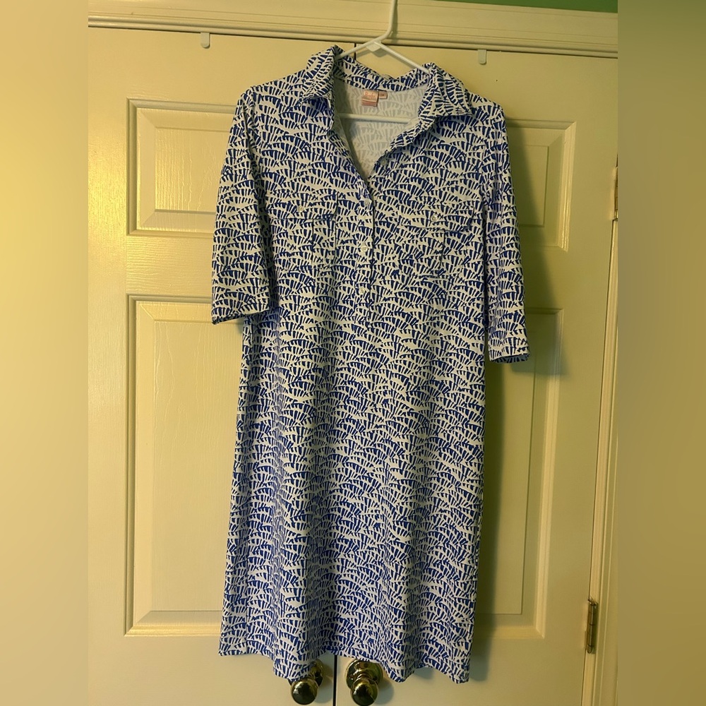 Blue Patterned Women's Shirt Dress